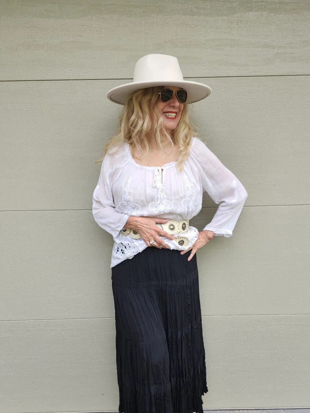 Carole Little Ex Cond Pro Clean Stretch-Waist Tiered Boho Maxi Skirt, M, $45